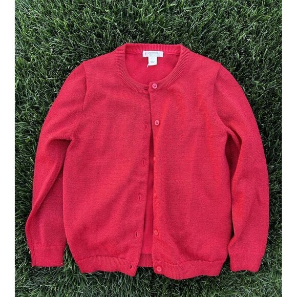 Crewcuts Girls' Casey cardigan sweater in RED cotton sz 6-7 Back to School - Picture 1 of 3